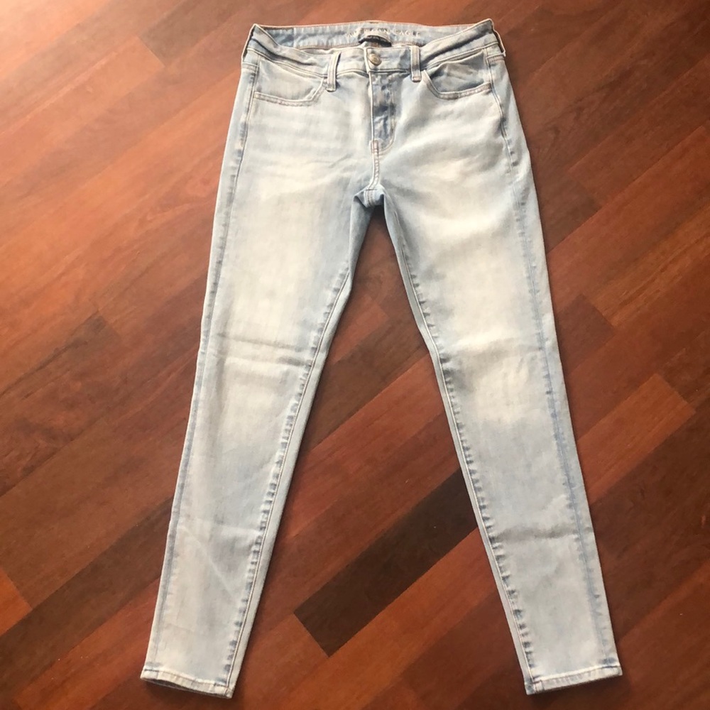 American Eagle mid-rise faded jeans